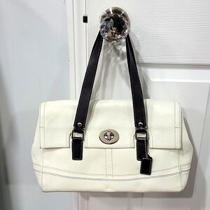 Authentic Coach cream and brown vintage tote